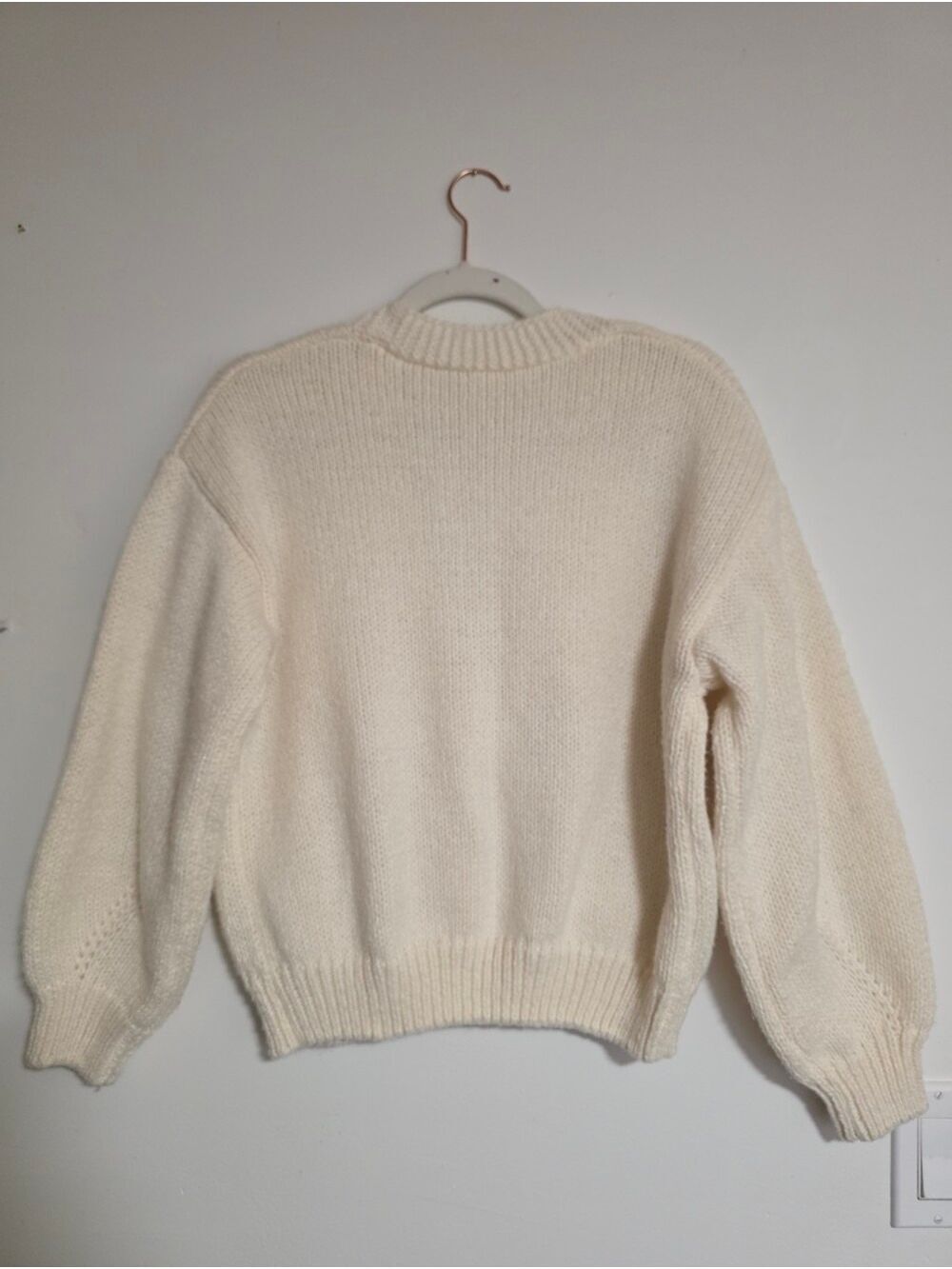 Dreamers by Debut 3D Floral Chunky Knit Cardigan Sweater Cream Pink Size XSmall - Picture 6 of 12